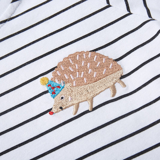 Girls' Striped Cartoon T-shirt