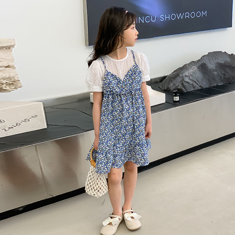 Girls' Floral Print Patchwork Princess Dress Girls Dresses