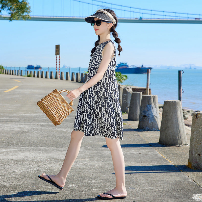 Korean Style Girls' Diamond Floral Princess Dress