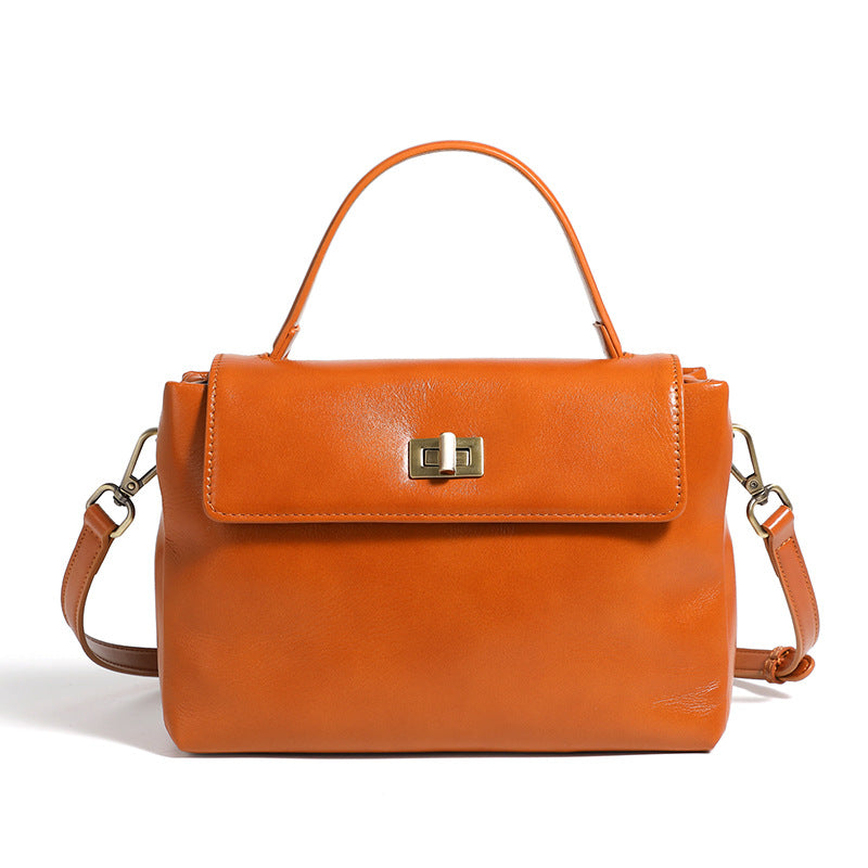 Genuine Leather Commuting Handbag