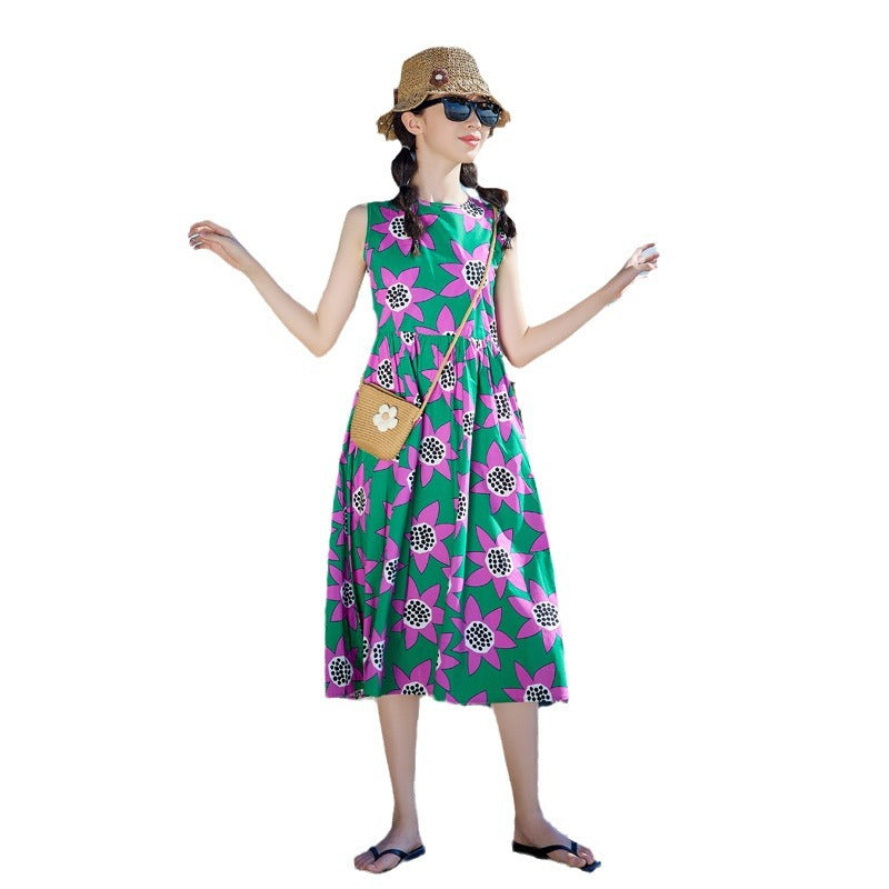 Forest Style Girls' Floral Princess Dress