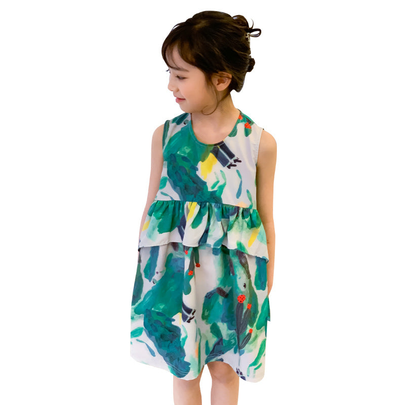 Girls' Korean Style Graffiti Sundress