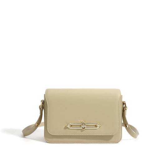 Buckle Genuine Leather Small Square Crossbody Bag