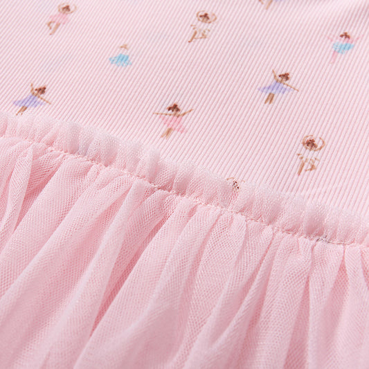 Girls' Short Sleeve Mesh Princess Dress