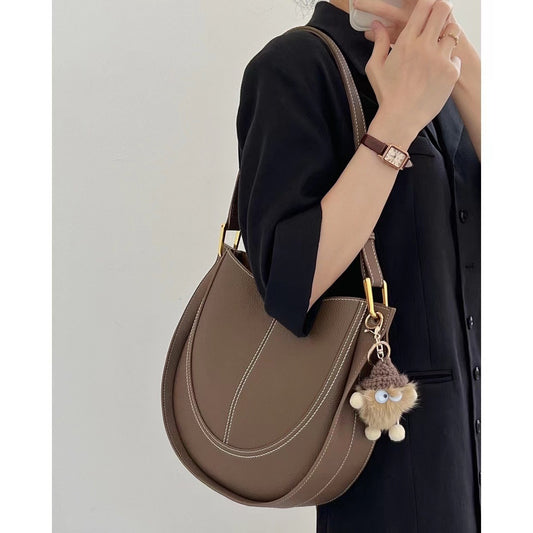 Niche Design Saddle Genuine Leather Crossbody Bag
