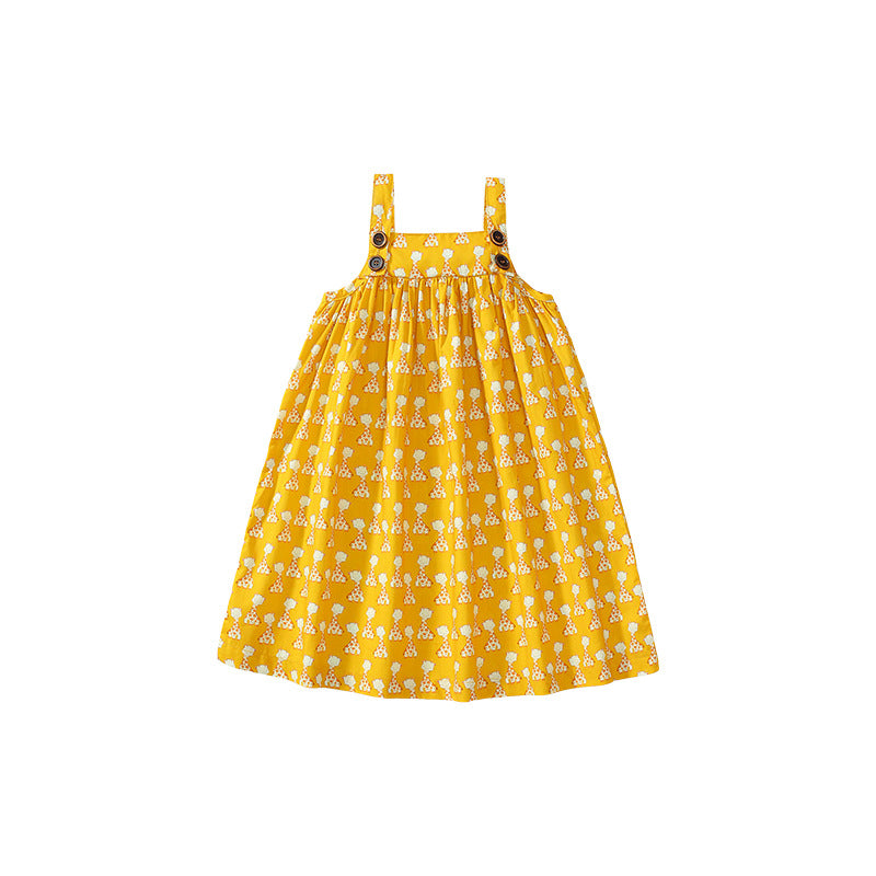 可爱女孩棉质吊带连衣裙