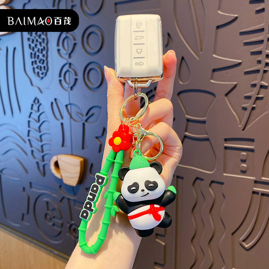 Creative Dragon Boat Festival Zongzi Panda Car Key Chain Cute Cartoon Glue Drop Doll Male and Female Backpack Hanging Gift