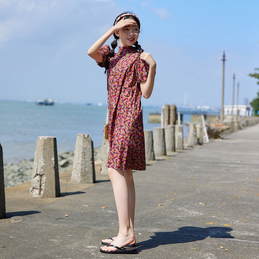 Cheongsam Style Girls' Floral Dress