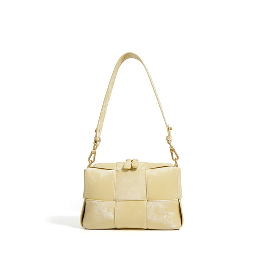 Woven Genuine Leather Square Crossbody Bag