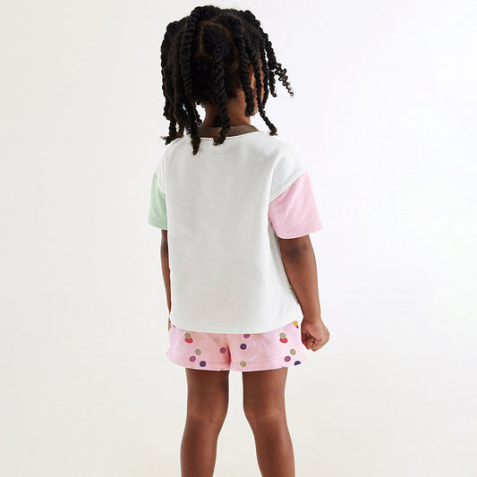 Girls' Cartoon T-shirt Shorts Two-Piece Set