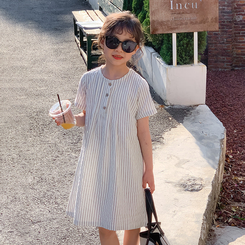 Girls' Casual Striped Dress
