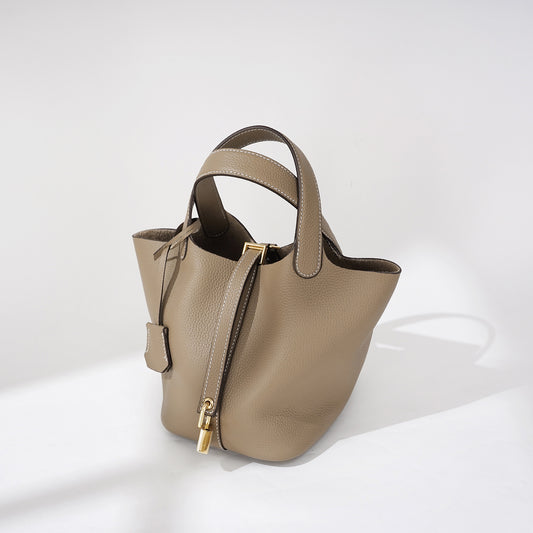 Kraft Genuine Leather Bucket Handbag