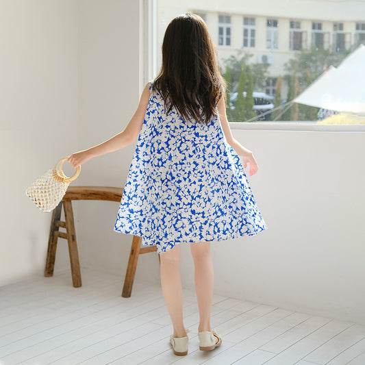 Girls' Floral Print Princess Dress