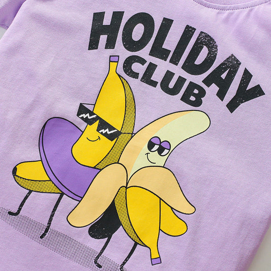 Cartoon Print Girls' Cotton T-shirt