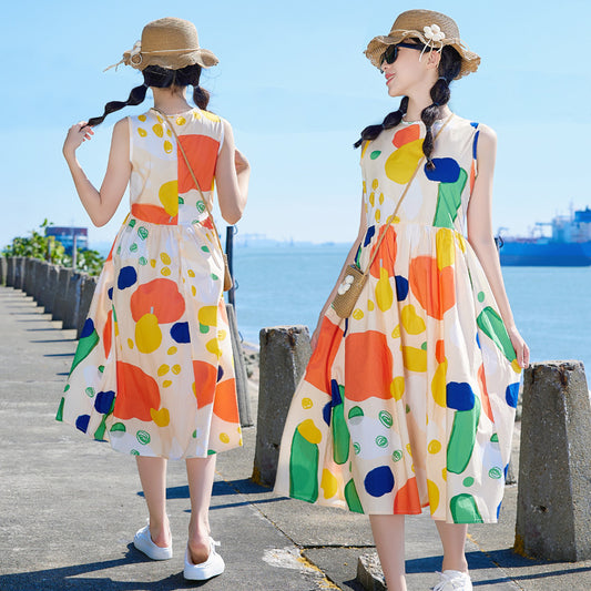 Korean Style Girls' Graffiti Princess Dress