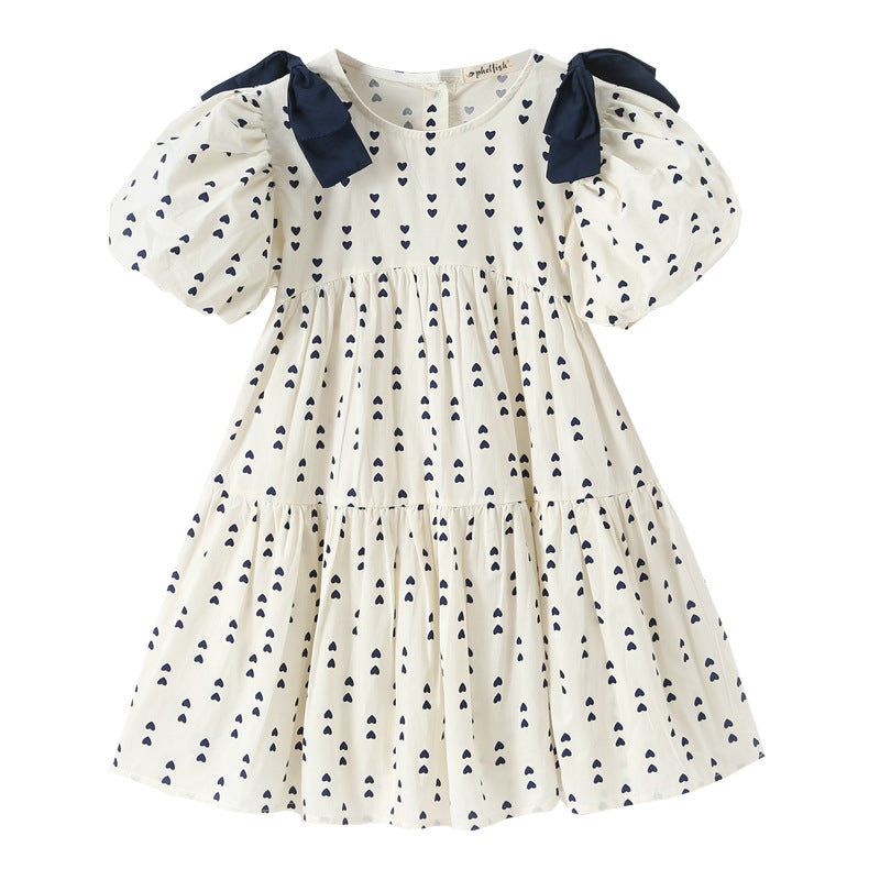 Korean Style Girls' Puff Sleeves Princess Dress