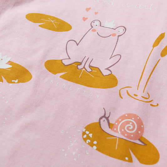 Cartoon Print Girls' Cotton T-shirt