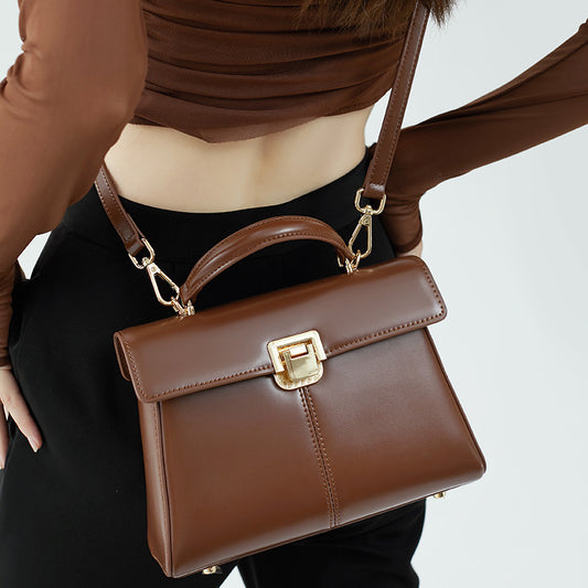 Horseshoe Buckle Genuine Leather Kelly Bag