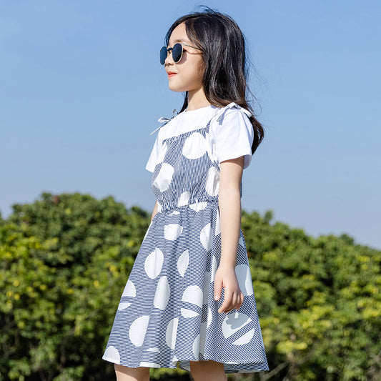 Girls' Korean Style Polka Dot Dress