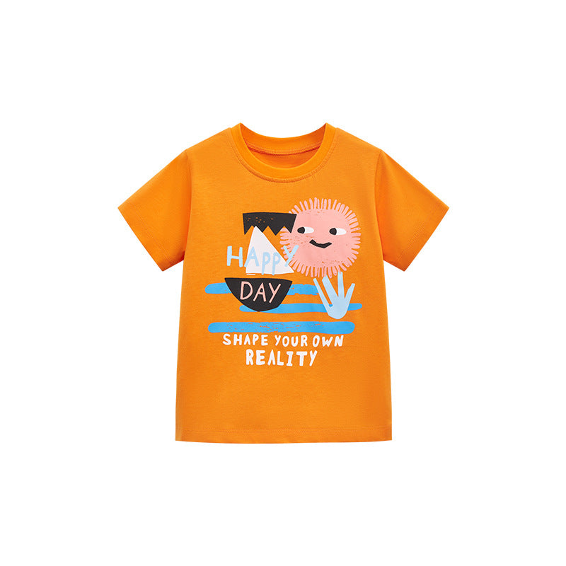 Cartoon Print Kids' Unisex Cotton T-shirt