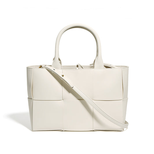 Woven Genuine Leather Commuter Shoulder Bag