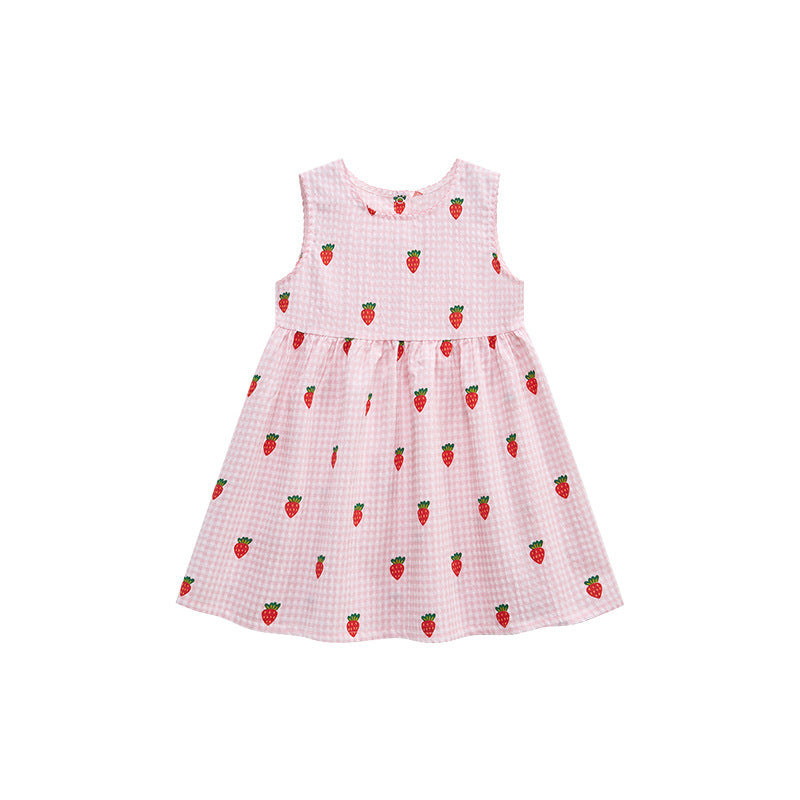 Girls' Strawberry Cotton Princess Dress