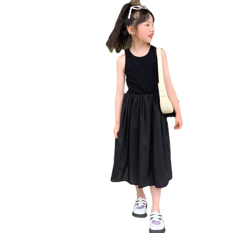 Girls' Sleeveless Patchwork Princess Dress