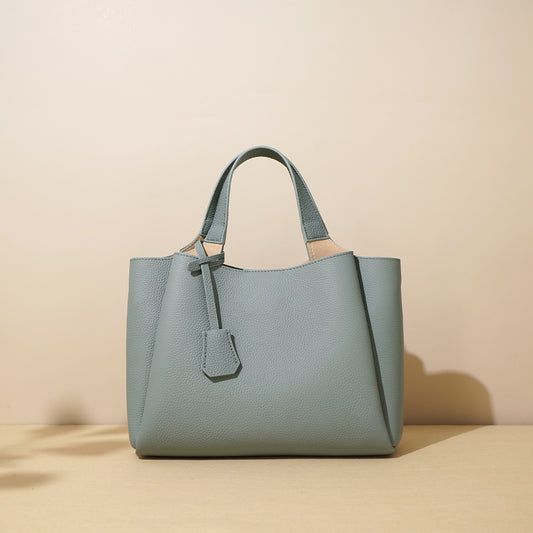 Minimalist Genuine Leather Commuter Tote Bag