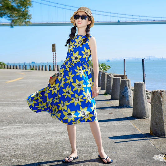 Forest Style Girls' Floral Princess Dress