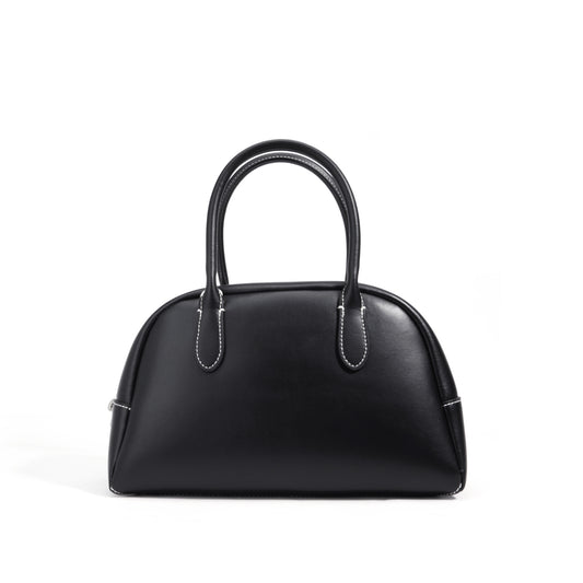 Casual Texture Genuine Leather Boston Bag