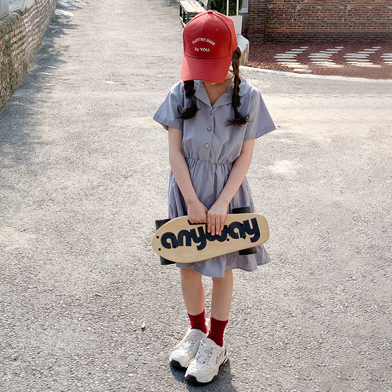 Girls' Preppy Style Shirt Dress