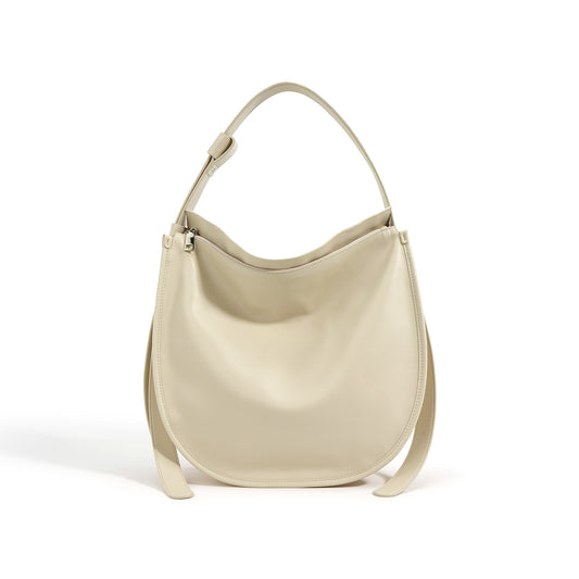 Korean-Style Genuine Leather Commuter Tote Bag