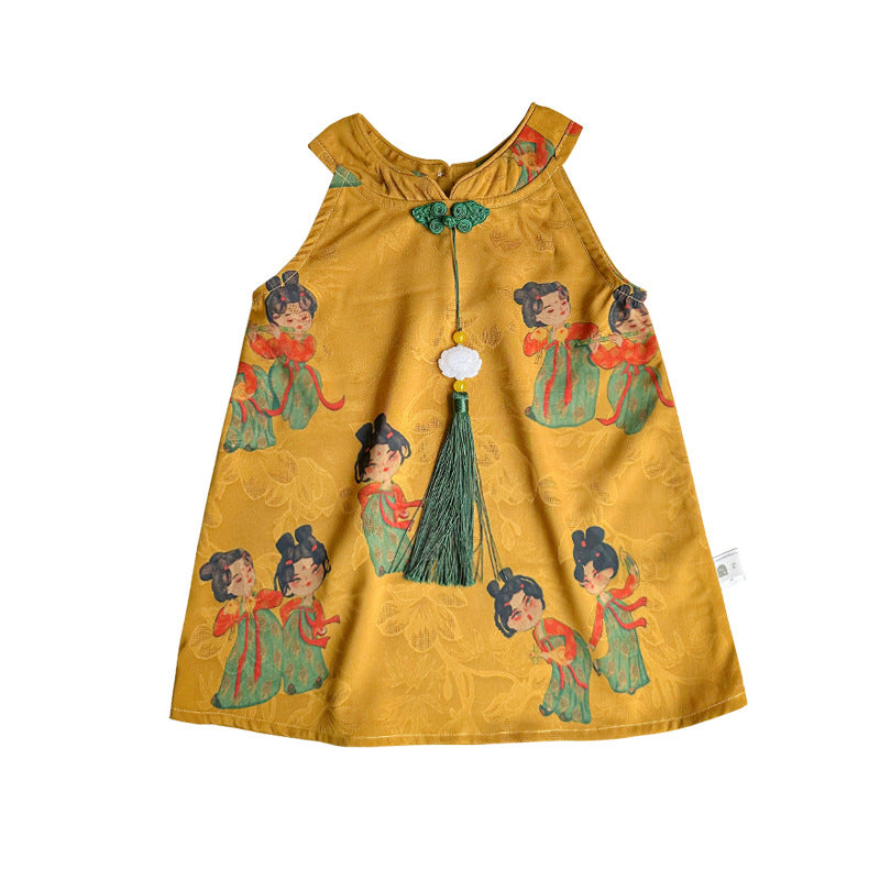 女宝宝汉服风格连体衣/连衣裙