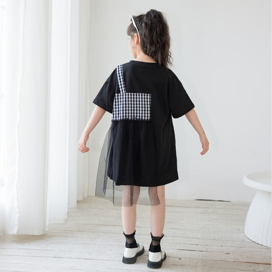Korean Style Girls' Irregular T-shirt Dress