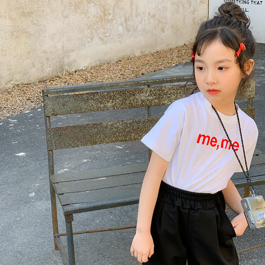 Girls' Casual T-shirt and Straight Pants Two Pieces Set