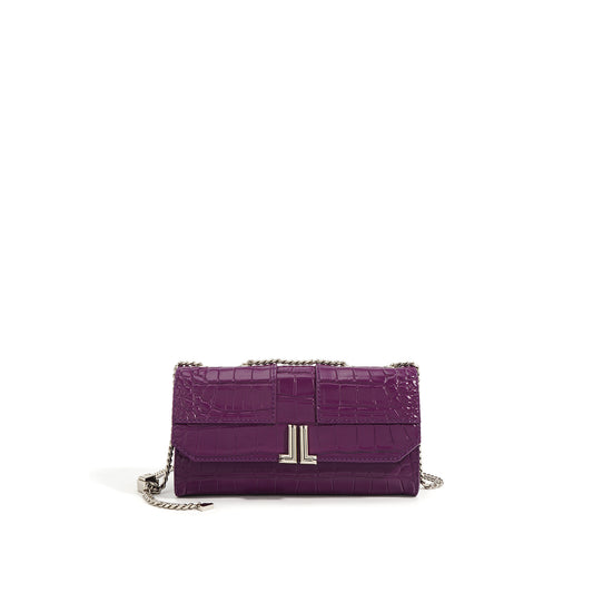 Crocodile-Pattern Genuine Leather Crossbody Bag