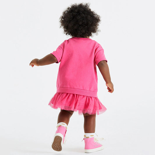 Cute Girls' Short-Sleeved Mesh Dress