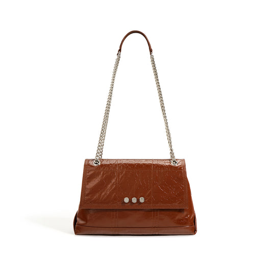 French Genuine Leather Chain Commuter Tote