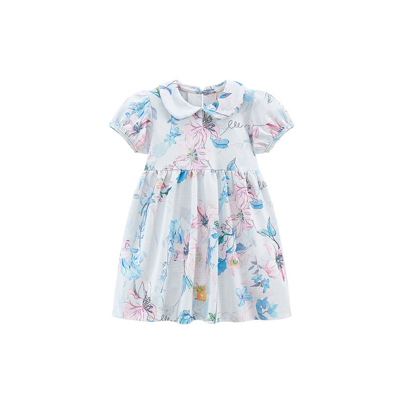 Girls' Floral Cotton Princess Dress