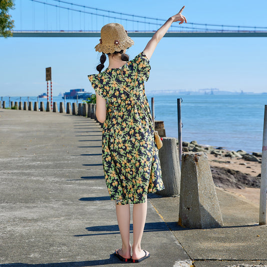 Korean Style Girls' Floral Princess Dress