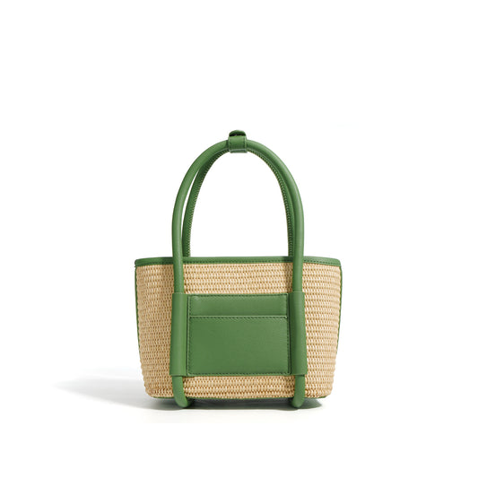 Woven Genuine Leather Basket Crossbody Bag