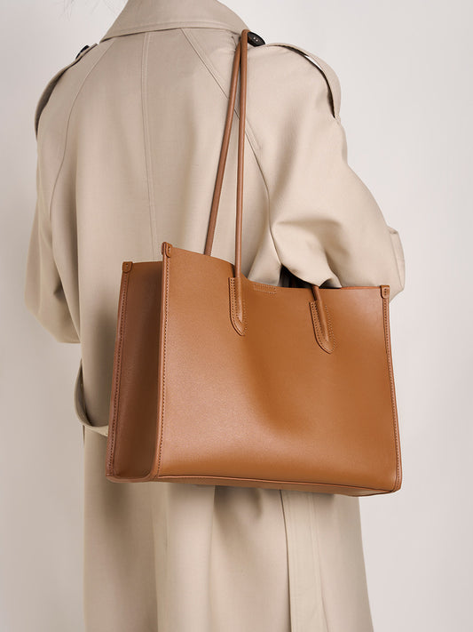 Soft Genuine Leather Large Tote Shoulder Bag