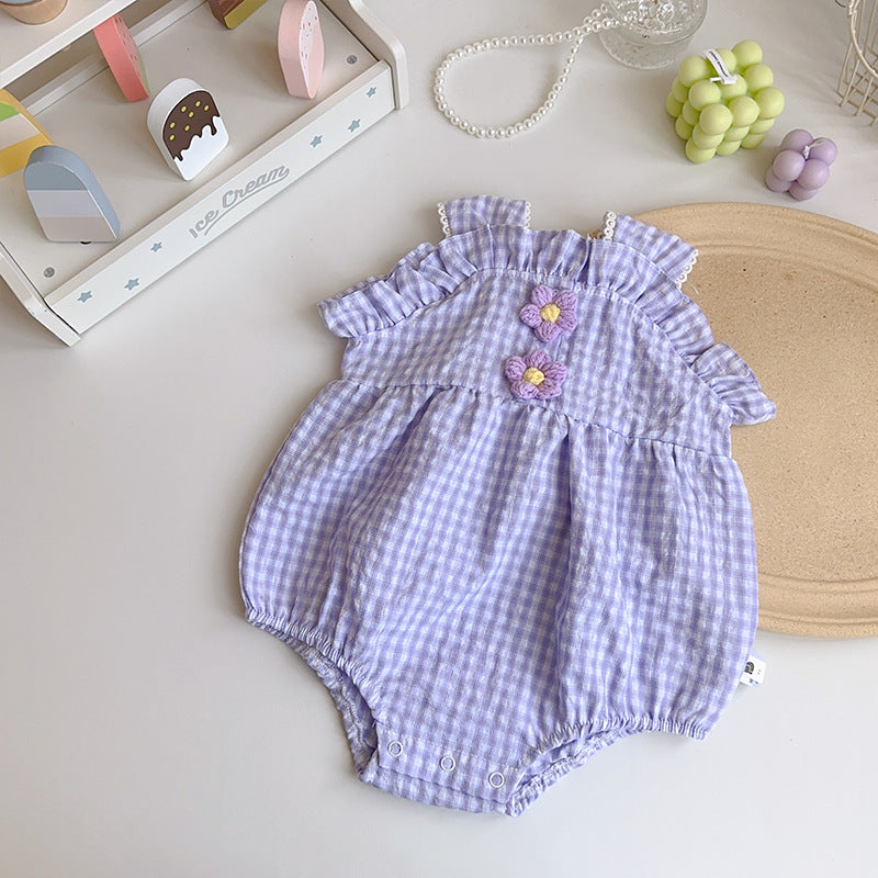 Baby Girl Floral Plaid Onesie