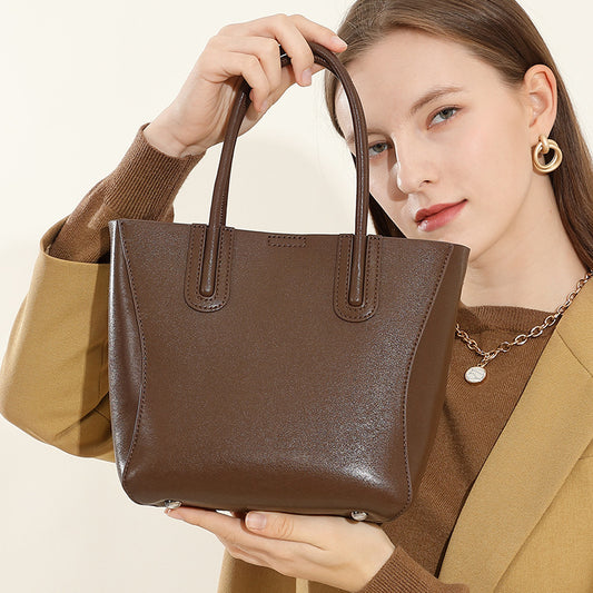 Artistic Retro Genuine Leather Bucket Bag