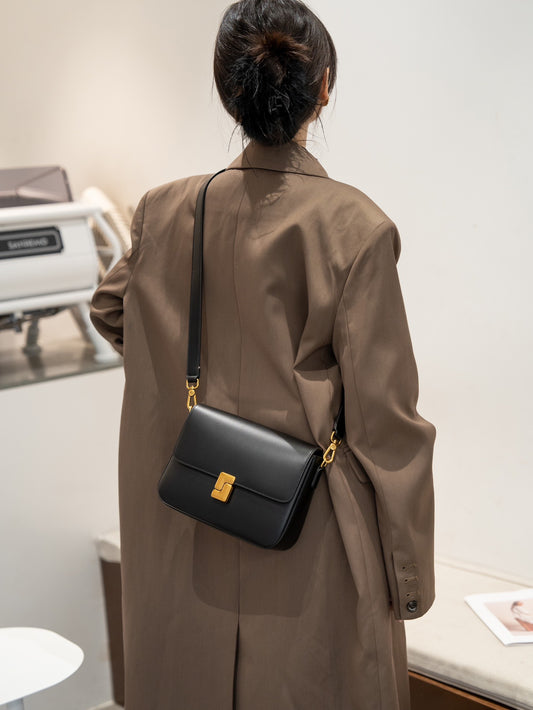 Flip Genuine Leather Square Crossbody Bag