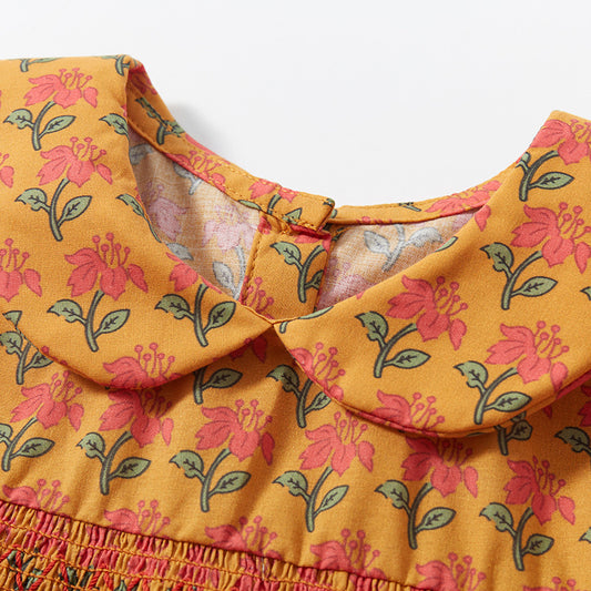 Floral Doll Collar Girls' Princess Dress