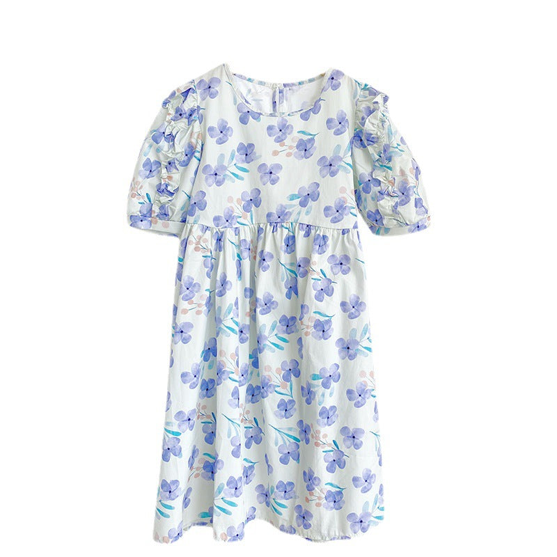 Korean Style Girls' Floral Princess Dress