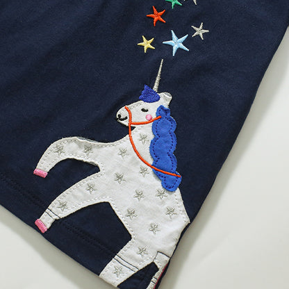 Girls' Unicorn Embroidered Polo Shirt