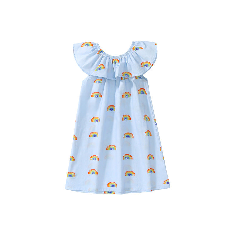 Rainbow Print Girls' Princess Dress