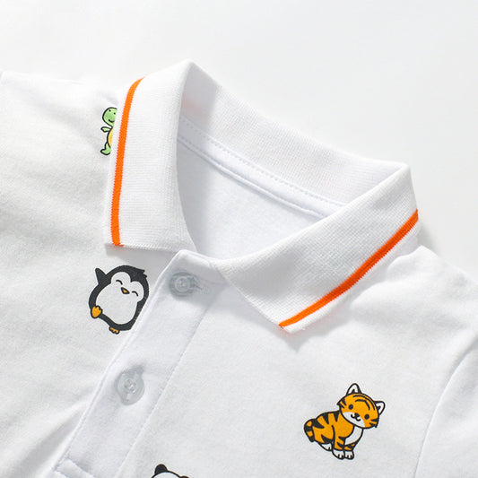 Kids' Unisex Cartoon Print Polo Shirt